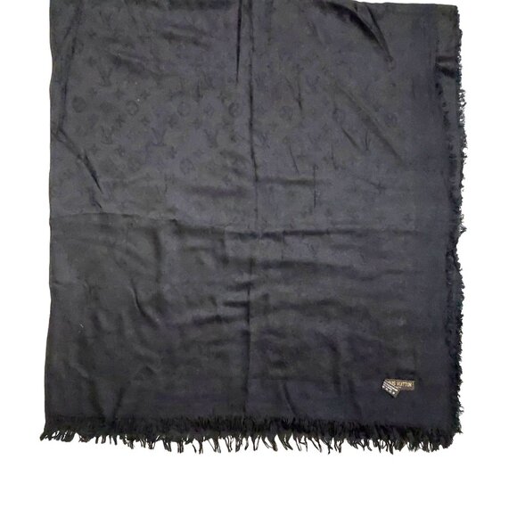 LOUIS VUITTON LV Luxury Vintage Black Monogram Scarf Shawl Wrap - Picture 5 of 11